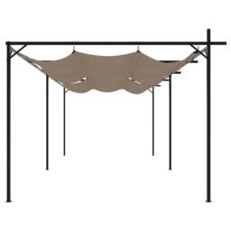 Berkfield Home Pergola with Retractable Roof Taupe 589x292x230 cm in Beige - Size: 589 x 292 x 230 cm - thumbnail 4