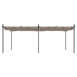Berkfield Home Pergola with Retractable Roof Taupe 589x292x230 cm in Beige - Size: 589 x 292 x 230 cm - thumbnail 3