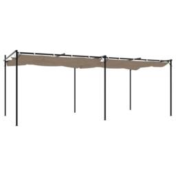Berkfield Home Pergola with Retractable Roof Taupe 589x292x230 cm in Beige - Size: 589 x 292 x 230 cm - thumbnail 5