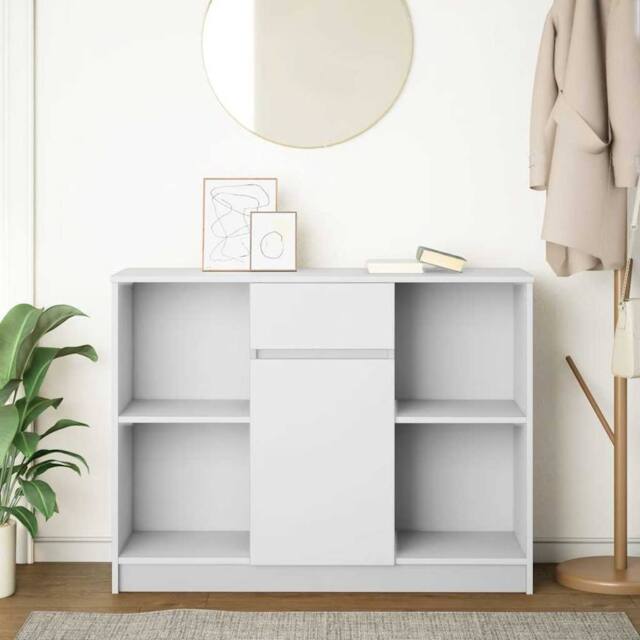 Berkfield Home Sideboard with Drawer White 101x35x76 cm Engineered Wood - Size: 101 x 35 x 76 cm - image 1