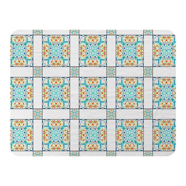 Benjamin Tate Design Colorful Textile Design Blanket in Natural - Size: 120 cm x 150 cm - image 1