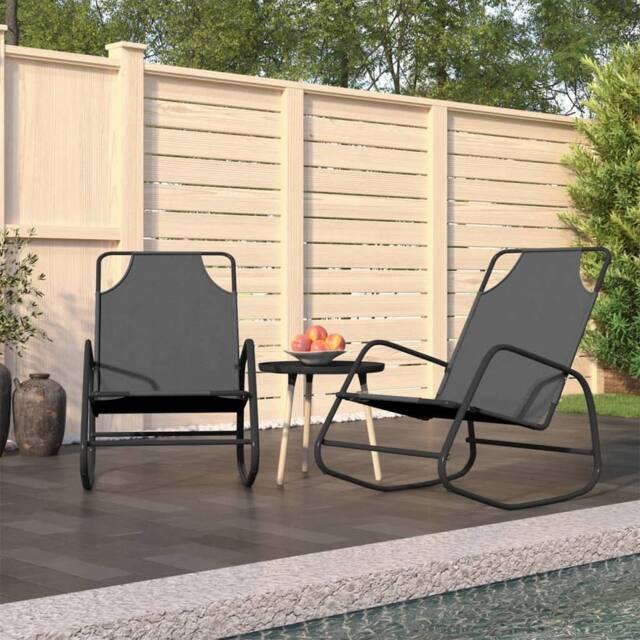 Berkfield Home Rocking Sun Loungers 2 pcs Grey Steel & Textilene - image 1