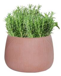 Dibor Small Terracotta Symmetry Stripe Fibre Clay Indoor Outdoor Garden Planter Houseplant Flower Plant Pot H20 x Dia29cm in Pink - thumbnail 2
