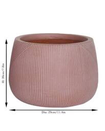 Dibor Small Terracotta Symmetry Stripe Fibre Clay Indoor Outdoor Garden Planter Houseplant Flower Plant Pot H20 x Dia29cm in Pink - thumbnail 6