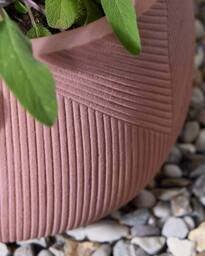 Dibor Small Terracotta Symmetry Stripe Fibre Clay Indoor Outdoor Garden Planter Houseplant Flower Plant Pot H20 x Dia29cm in Pink - thumbnail 4