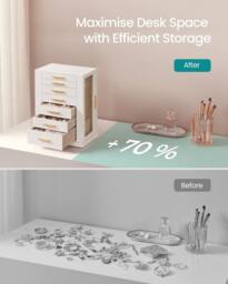 SONGMICS Rotating Jewellery Box with 7 Drawers & Glass Display in White - thumbnail 5