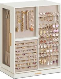 SONGMICS Rotating Jewellery Box with 7 Drawers & Glass Display in White - thumbnail 6