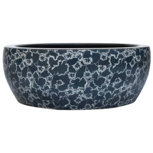Berkfield Home Countertop Basin Black & Blue Round Œ¶41x14 cm Ceramic - Size: 41x14 cm - image 1