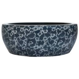 Berkfield Home Countertop Basin Black & Blue Round Œ¶41x14 cm Ceramic - Size: 41x14 cm