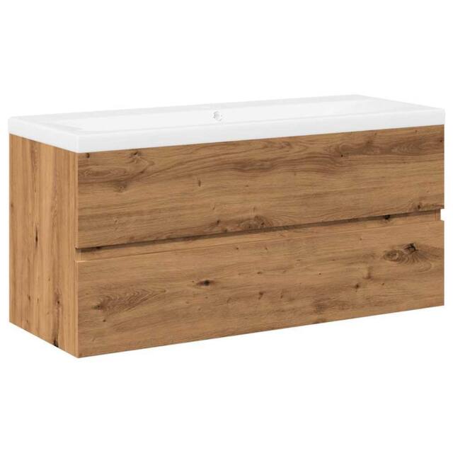 Berkfield Home Sink Cabinet with Built-in Basin Artisan Oak 101x39.5x49 cm in Brown - image 1