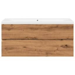 Berkfield Home Sink Cabinet with Built-in Basin Artisan Oak 101x39.5x49 cm in Brown - thumbnail 5