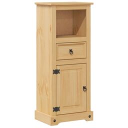 Berkfield Home Bathroom Cabinet Corona 45x33x110 cm Solid Wood Pine in Brown - Size: 45 x 33 x 110 cm - thumbnail 2