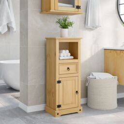 Berkfield Home Bathroom Cabinet Corona 45x33x110 cm Solid Wood Pine in Brown - Size: 45 x 33 x 110 cm