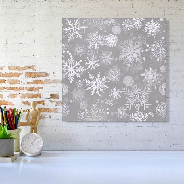 "Warren Reed - Designer Slowflakes & Ice Canvas in Silver - Size: W16"" x H16""" - image 1