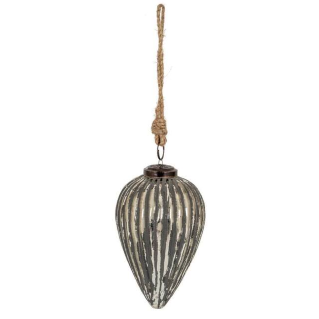 Lemon Pavilion Furniture and Decor Grey Metallic Collection Large Cone Bauble - L9 x W9 x H15 cm - Silver