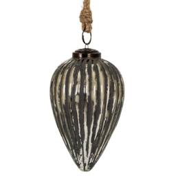 Lemon Pavilion Furniture and Decor Grey Metallic Collection Large Cone Bauble - L9 x W9 x H15 cm - Silver - thumbnail 2