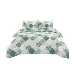 Snug City Duvet Cover Pillowcase Floral Patchwork Design Polycotton Bed Linen in Green - Size: Single - thumbnail 2