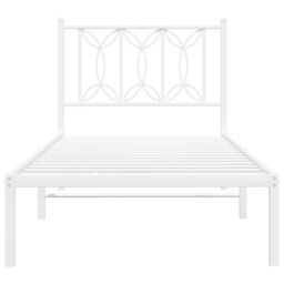 Berkfield Home Metal Bed Frame without Mattress with Headboard White 90x200cm - Size: 90x200 cm - thumbnail 4