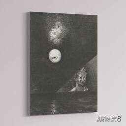 "Artery8 Angel of Certitude & Questioning Eye Redon Canvas Wall Art in Grey - Size: W18"" x H24""" - thumbnail 2