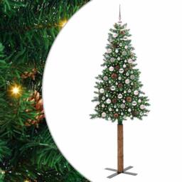 Berkfield Home Elegant Slim Christmas Tree Green 210 cm PVC & Solid Pine wood - thumbnail 3