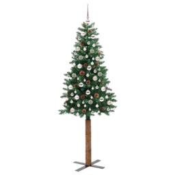 Berkfield Home Elegant Slim Christmas Tree Green 210 cm PVC & Solid Pine wood - thumbnail 4