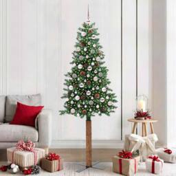 Berkfield Home Elegant Slim Christmas Tree Green 210 cm PVC & Solid Pine wood - thumbnail 2