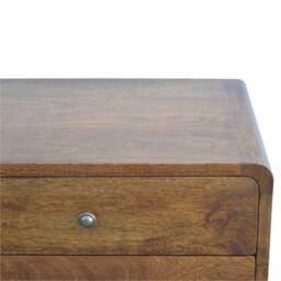 Direct Wicker Solid Wood Curved Chestnut Bedside, 2 Drawers in Dark Brown - Size: 1 Pack - thumbnail 3