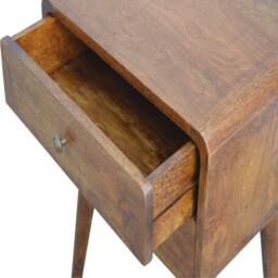 Direct Wicker Solid Wood Curved Chestnut Bedside, 2 Drawers in Dark Brown - Size: 1 Pack - thumbnail 5