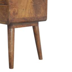 Direct Wicker Solid Wood Curved Chestnut Bedside, 2 Drawers in Dark Brown - Size: 1 Pack - thumbnail 4
