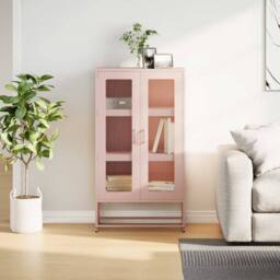 Berkfield Home Highboard Pink 68x39x123 cm Steel - Size: 68 x 39 x 123 cm - thumbnail 4