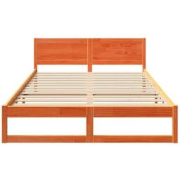 Berkfield Home Bed Frame Wax brown Wood 140 x 200 cm Simple Bed Frame - thumbnail 5