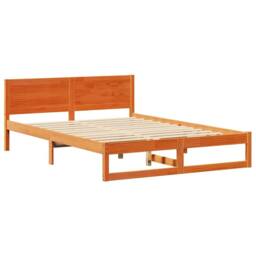 Berkfield Home Bed Frame Wax brown Wood 140 x 200 cm Simple Bed Frame - thumbnail 1