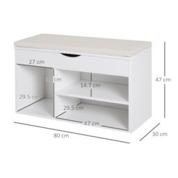 HOMCOM Wooden Shoes Cabinet Bench Hidden Storage Padded Seat in White - thumbnail 3
