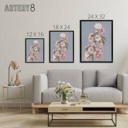 "Artery8 Cherry Blossom Flower Bloom Framed Canvas Wall Art Print Ogawa Kazumasa in Pink - Size: W12"" x H16""" - thumbnail 4
