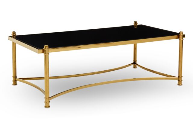 Orsina Stylish Clear & Silver Coffee Table, Spacious Glass Topped Table, Modern Metallic Finished Coffee Table in Gold - image 1