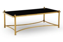 Orsina Stylish Clear & Silver Coffee Table, Spacious Glass Topped Table, Modern Metallic Finished Coffee Table in Gold