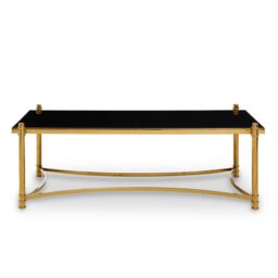 Orsina Stylish Clear & Silver Coffee Table, Spacious Glass Topped Table, Modern Metallic Finished Coffee Table in Gold - thumbnail 5