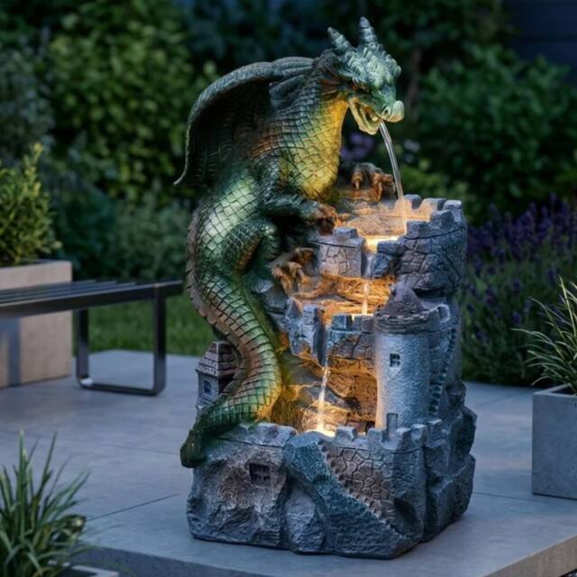 Garden Greatness Dragon's Keep Cascade Solar Water Feature in Green - Size: 1 Pack - image 1