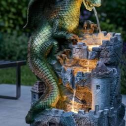 Garden Greatness Dragon's Keep Cascade Solar Water Feature in Green - Size: 1 Pack - thumbnail 2