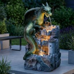 Garden Greatness Dragon's Keep Cascade Solar Water Feature in Green - Size: 1 Pack - thumbnail 1