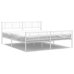 Berkfield Home Metal Bed Frame with Headboard & Footboard White 193x203 cm - thumbnail 3
