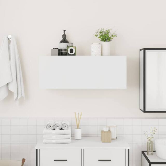 Berkfield Home Decorative Bathroom Wall Cabinet White 80x25x30 cm Engineered Wood - Size: 80 x 25 x 30 cm - image 1