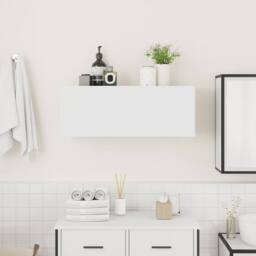 Berkfield Home Decorative Bathroom Wall Cabinet White 80x25x30 cm Engineered Wood - Size: 80 x 25 x 30 cm - thumbnail 1