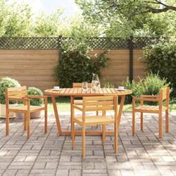Berkfield Home Garden Dining Table Oval 150x90x75 cm Solid Wood Acacia in Brown - Size: 150 x 90 x 75 cm - thumbnail 2
