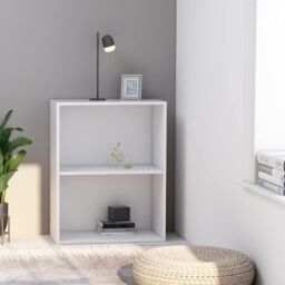 Berkfield Home 2-Tier Book Cabinet White 60x30x76.5 cm Engineered Wood - thumbnail 1
