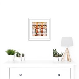 Artery8 Cusco School Enthroned Trinity As Three Identical Figures 8X8 Inch Square Wooden Framed Wall Art Print Picture with Mount in White - thumbnail 2