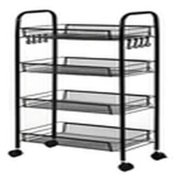 Havendro Free Standing 4 Tier Kitchen Storage Cart Trolley Wheels in Black - thumbnail 4
