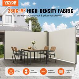 "VEVOR Beige Retractable Awning 63"" x 236"" Aluminium Outdoor Privacy Screen" - thumbnail 2