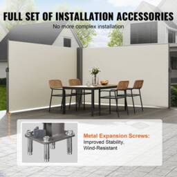 "VEVOR Beige Retractable Awning 63"" x 236"" Aluminium Outdoor Privacy Screen" - thumbnail 4
