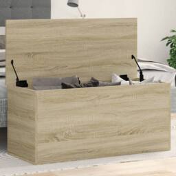 Berkfield Home Storage Box Sonoma Oak 100x42x46 cm Engineered Wood in Light Tan - Size: 100 x 42 x 46 cm - thumbnail 2